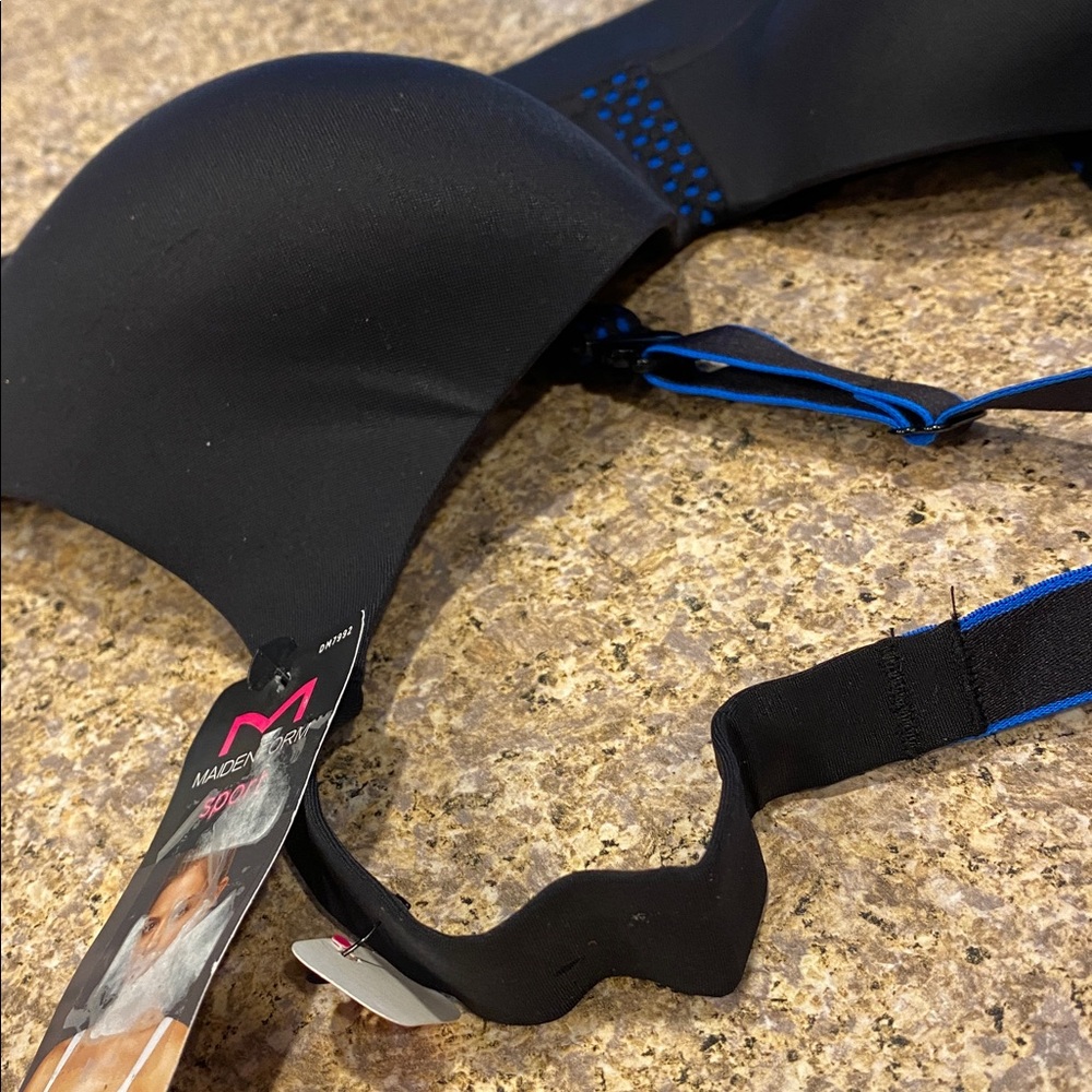 Maidenform Sport Sports Bra Convertible Low Impact 34A Black Blue - Picture 15 of 16
